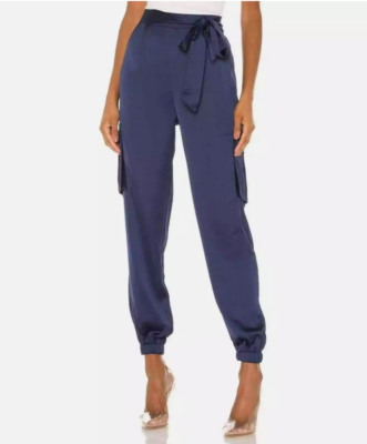 superdown Rachel Satin Cargo Pants Navy Womens Small Joggers