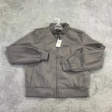 Members Only Jacket Mens Medium Moto Full Zip Cafe Racer Windbreaker Gray a45