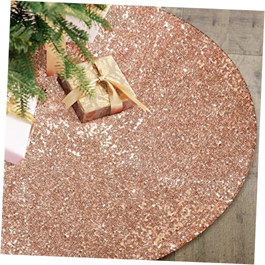 Rose Gold Christmas Tree Skirt, Sequin Glitter 48 Inch Double Layers Pink eBay