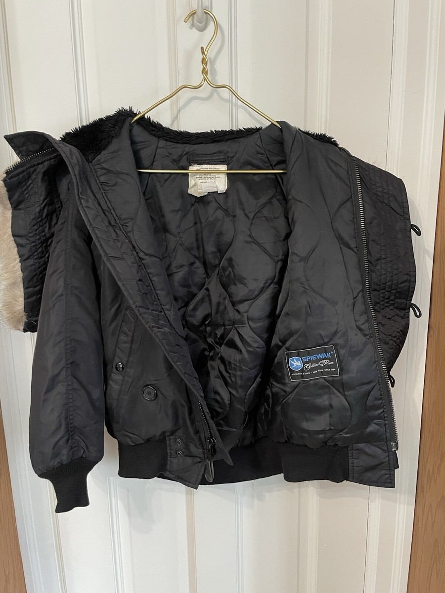 ジャケット・アウター spiewak usa fade blouson type n-2b black Spiewak Mens size 30 N-2B USA Bomber Flying Heavy Fur Hood