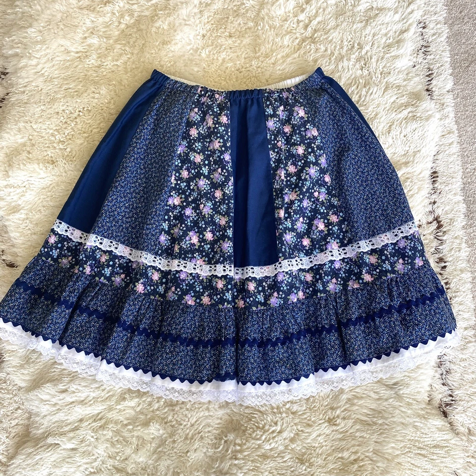 Винтажная пэчворк юбка коттедж 70-х с цветочным рисунком богемное хиппи прерия ситцевая - Изображение 4 из 4