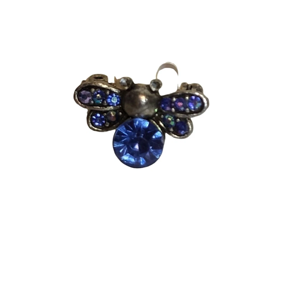 Robert Rose Blue Bug Bee Rhinestone Small Brooch Pin - Image 3 of 4