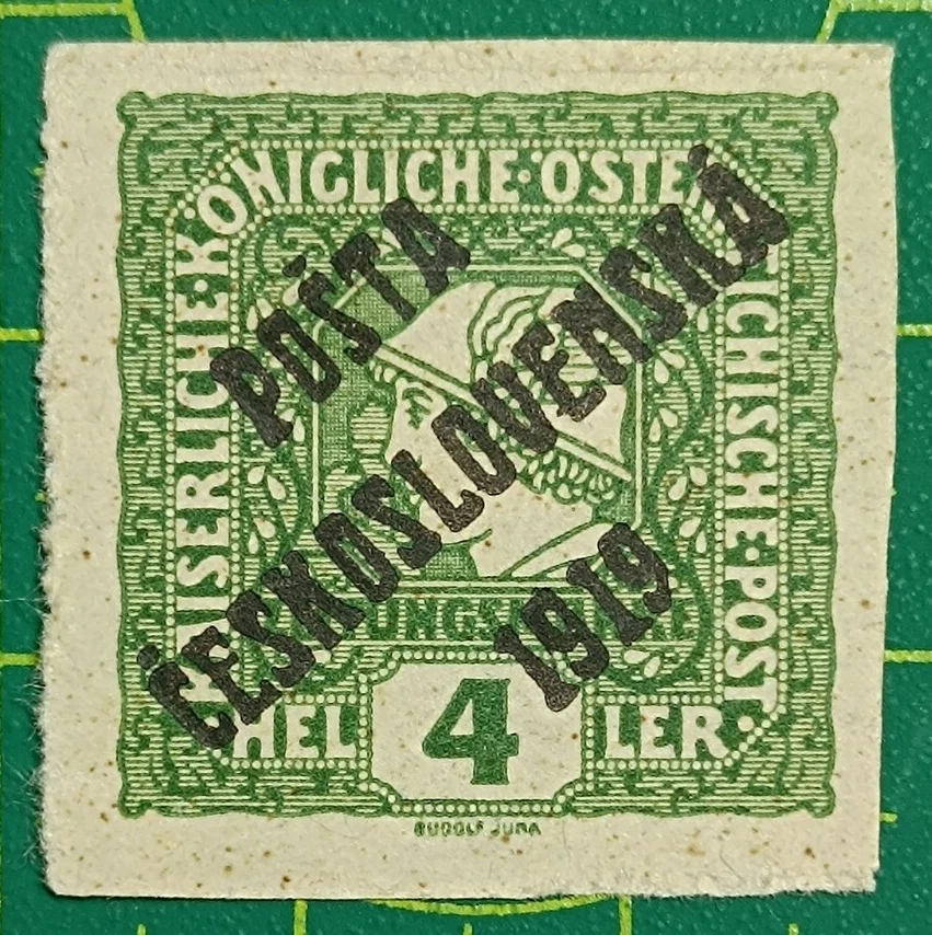 Sello de Checoslovaquia 1919, 4Heller, Austria-Hungría sello sobreimpreso 1919, sin usar Foto 3 de 4