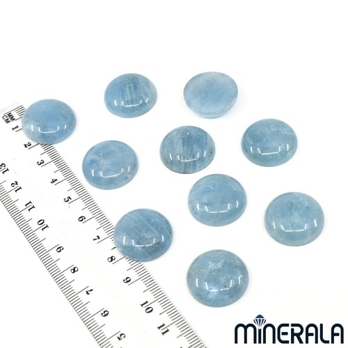 NATURAL BLUE AQUAMARINE ROUND SHAPE 20mm CABOCHON LOOSE GEMSTONE - Picture 2 of 3