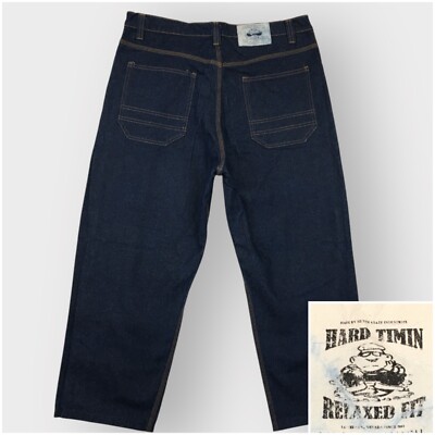 Vintage Hard Timin Jeans Blue Denim Baggy Wide Leg Y2K Mens Size 38