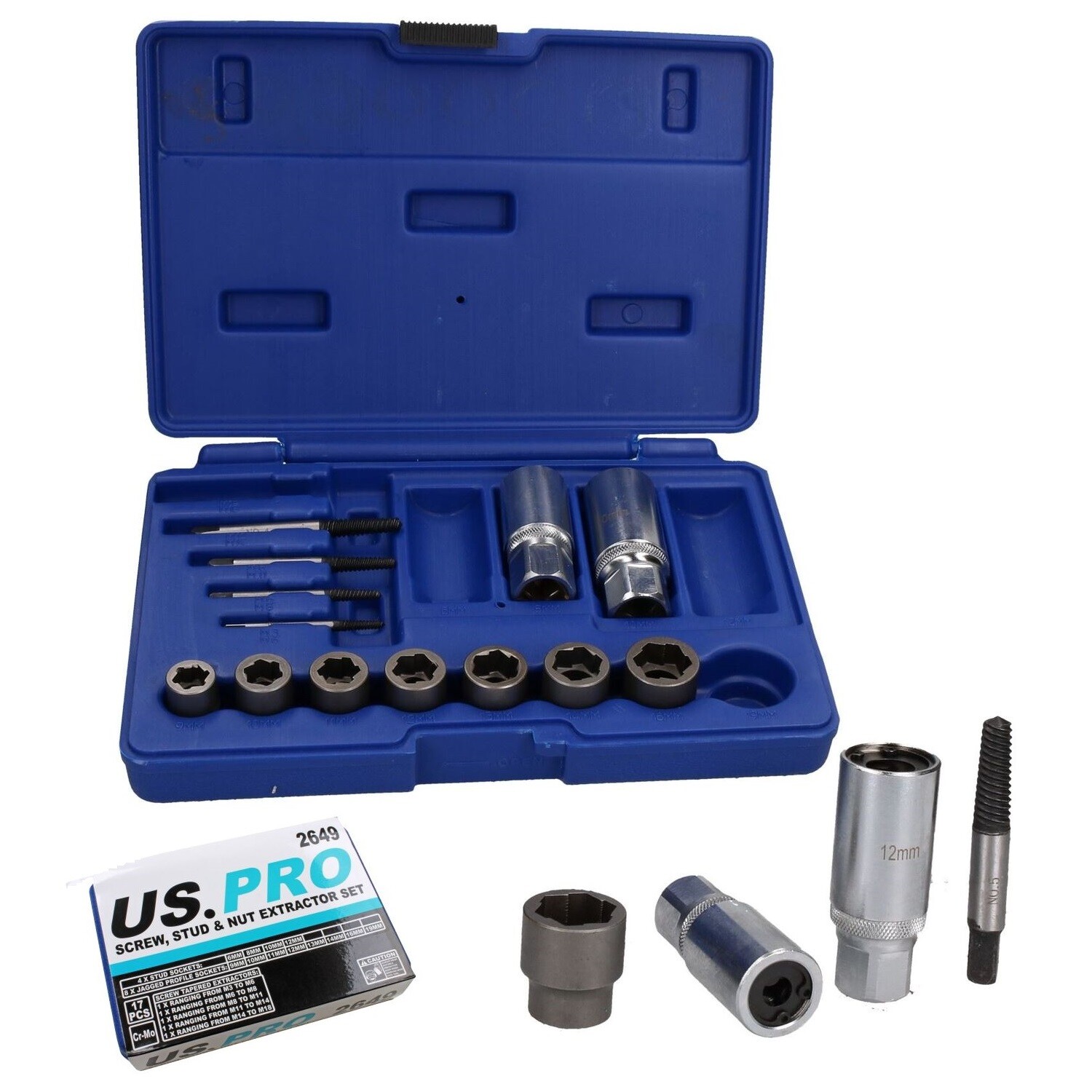 Us Pro 17Pc Screw, Bolt, Stud & Nut Extractor Mixed Set 2649 - Image 3
