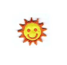1.5X1.5" Happy Face Sunshine IRON ON SEW ON PATCH embroidered smiley face emoji