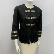 Gryphon Jacket Nwt $885.00 Black Midnight Navy Patches With Sequin L Fits S M