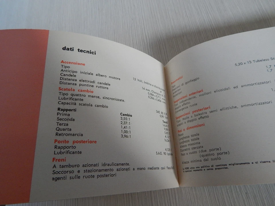 FORD CONSUL CORTINA LIBRETTO USO E MANUTENZIONE MANUALE IN ITALIANO MANUAL - Immagine 4 di 4