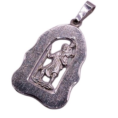 Vintage Sterling 925 Silver St Christopher Pendant Travellers Talisman Religious