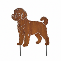Edelrost Gartenstecker Labradoodle Hund Deko Metall Rost Wetterfest 37X36Cm
