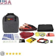 Deluxe Auto Safety Kit W/ Booster Cables & Emergency Supplies Vehicles New