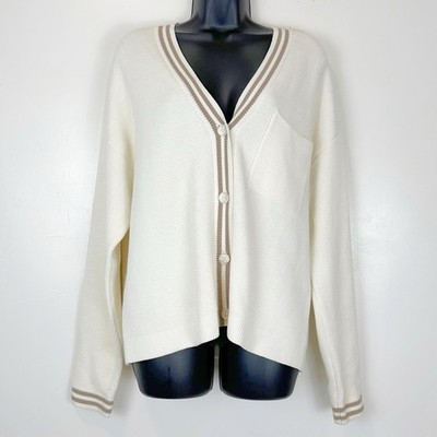 ALO Yoga - Tennis Club Sweater Cardigan Ivory/Gravel Women's Size