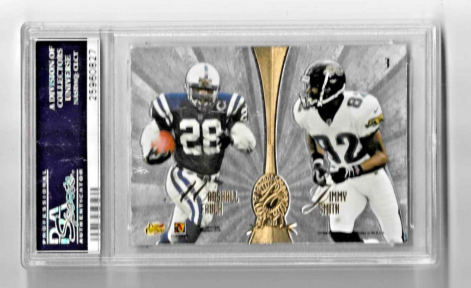 Playoff Absolute Platinum Quads 1998 3 Hof Jerry Rice Marshall Faulk PSA 8 POP 1 Foto 4 de 4