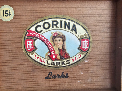 Vintage Corina Larks Wooden Cigar Box    Extra Mild    15¢ Original Price