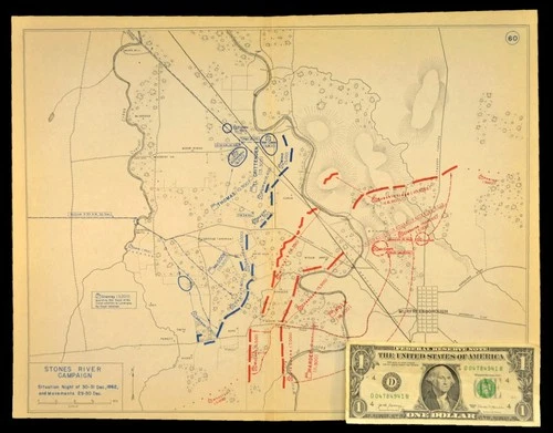Civil War Battle of Stones River Map Second Battle of Murfreesboro Tennessee