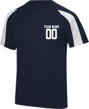 Personalised Contrast T-Shirt, Team name and Number on left Chest and Back Tee