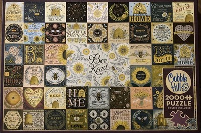 Bee Kind Folk Art Bee Collage 2000 Piece Jigsaw Puzzle