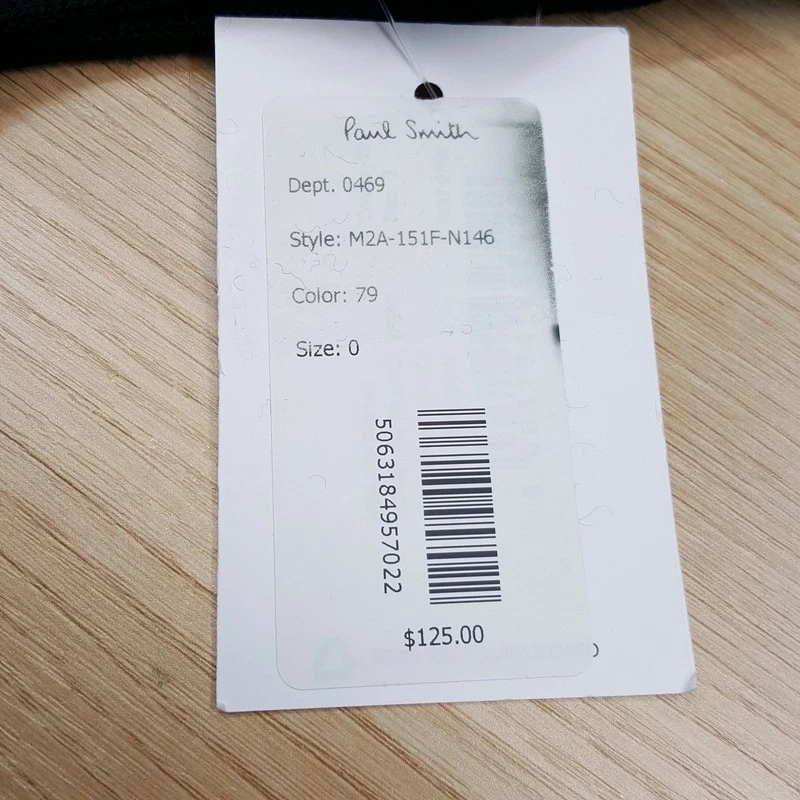 PAUL SMITH Mens Scarf Black Stripe Fringe 100% Merino Wool 11x65 $125 - Image 2 of 4