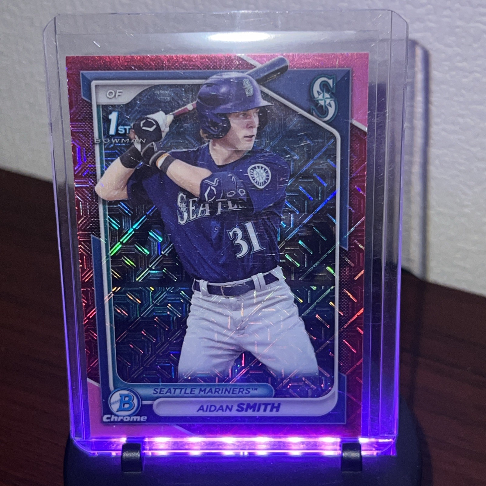 2024 Bowman #BCP-45 Aidan Smith Chrome Fuchsia Mojo Refractor /299 Mariners
