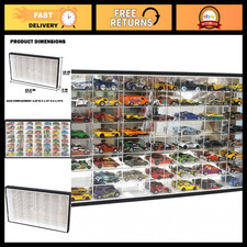 Diecast Toy Car Display Case 1/64 Scale - 56 Slot Wall Mount Storage Cabinet, UV