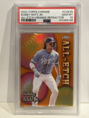 2024 Topps Chrome #CAE-25 Bobby Witt Jr. Chrome All-Etch Orange /25 PSA 10