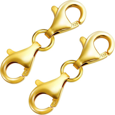 OHINGLT Double Lobster Clasp 14K 2PCS Gold Plated 925 Sterling Silver 