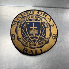 RARE NOTRE DAME MARDI GRAS PILLOW 1966 Vintage Great Condition