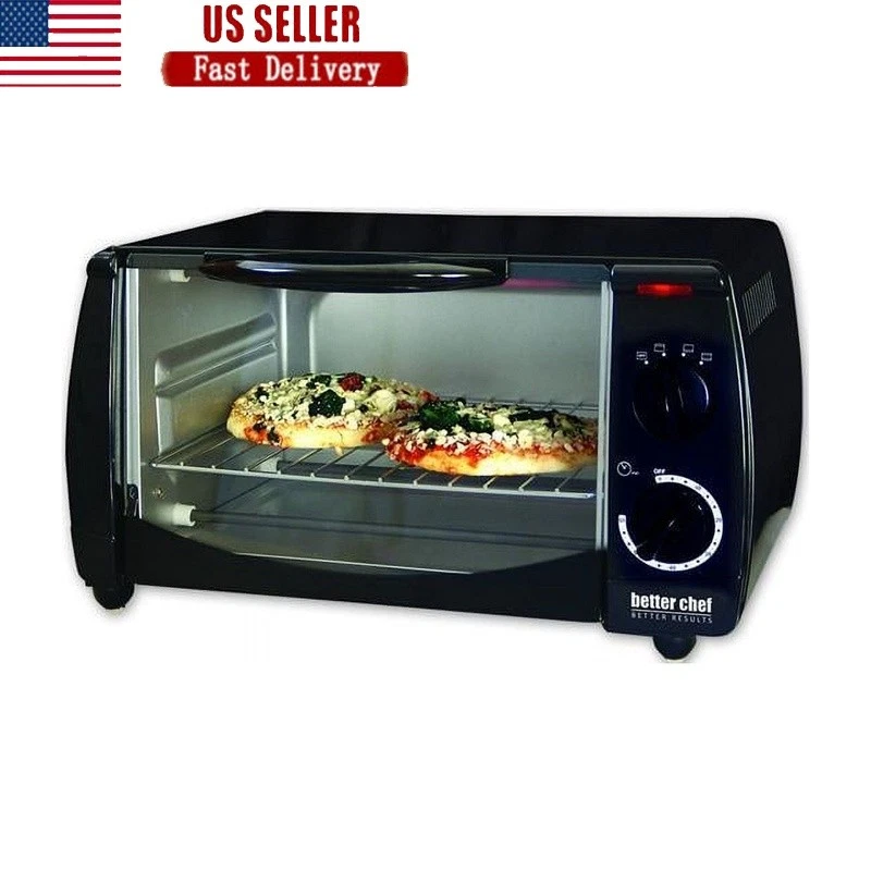 9L Toaster Oven Broiler 300W 4 Slice Bake Broil Toast Timer Quartz Heating New