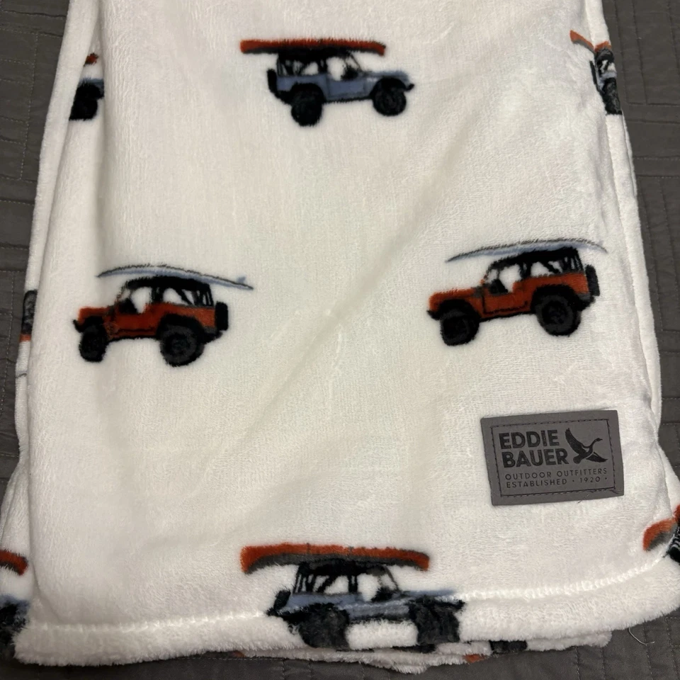 Eddie Bauer Plush Throw Blanket Ultra Soft Jeep Surfboard Adventure 60" x 70" - Image 3 of 4