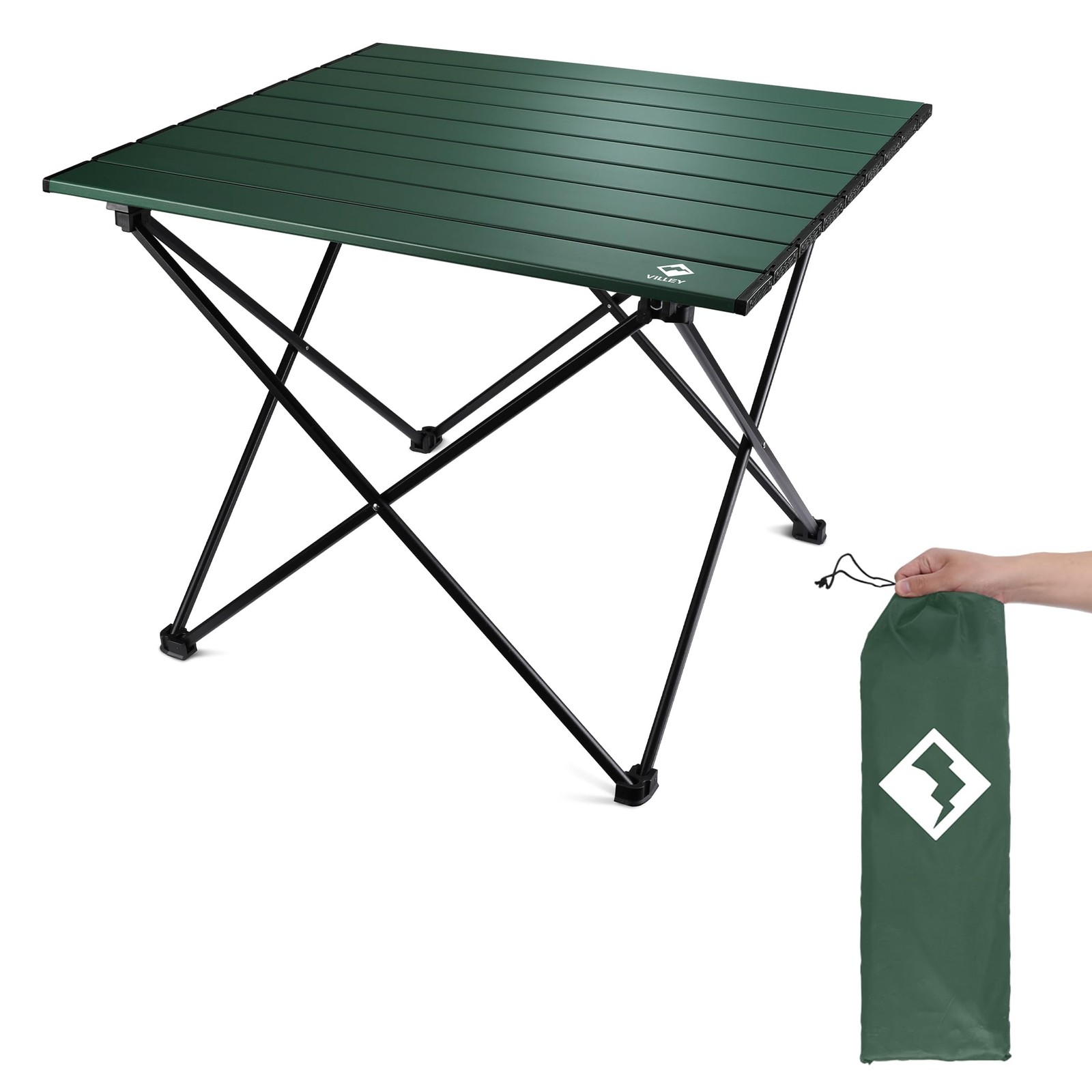 VILLEY Portable Camping Side Table, Ultralight Aluminum Folding Beach Table with