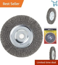 Wire Bench Wheel Brush Coarse Crimped Alloy Steel 6 Inch Arbor 1/2 5/8 Inch