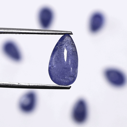 Lot 7 Pcs Natural Tanzanite Hi-Quality Untreated 10-12mm Pear Cabochon Gemstones - Picture 4 of 12