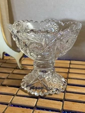 Vintage Imperial Clear Glass 4.5" Compote Candy Dish Sawtooth Footed