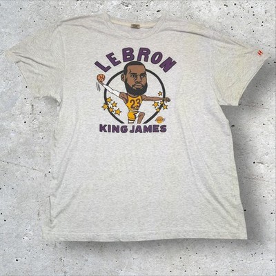 Homage LeBron James King James Lakers Caricature T Shirt Men s XXL Heather Gray