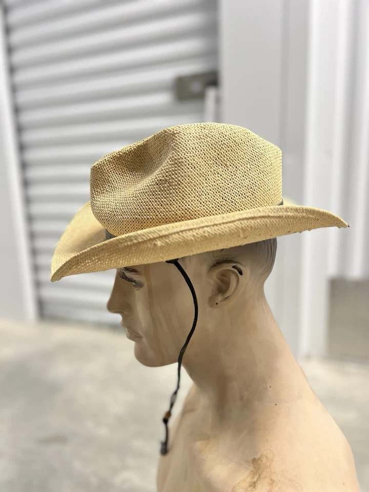 Sombrero de paja vaquero vintage Dobbs Fifth Avenue bronceado Foto 2 de 4