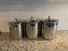 Set of 3 All-Clad Air Tight Storage Canister Set Stainless Steel Canisters