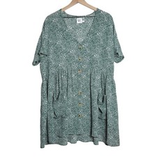 Princess Polly Womens Mini Shirt Dress 6 Green Floral Button Up Brunch Flowy