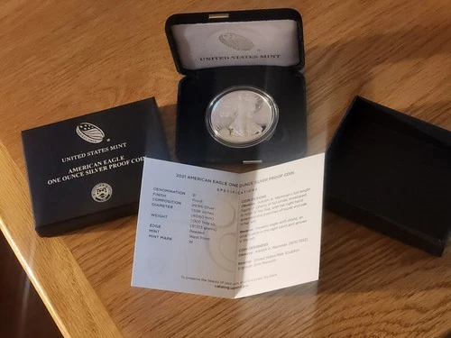 2021 W AMERICAN SILVER EAGLE UNC COIN W COA AND BOX WEST POINT MINT