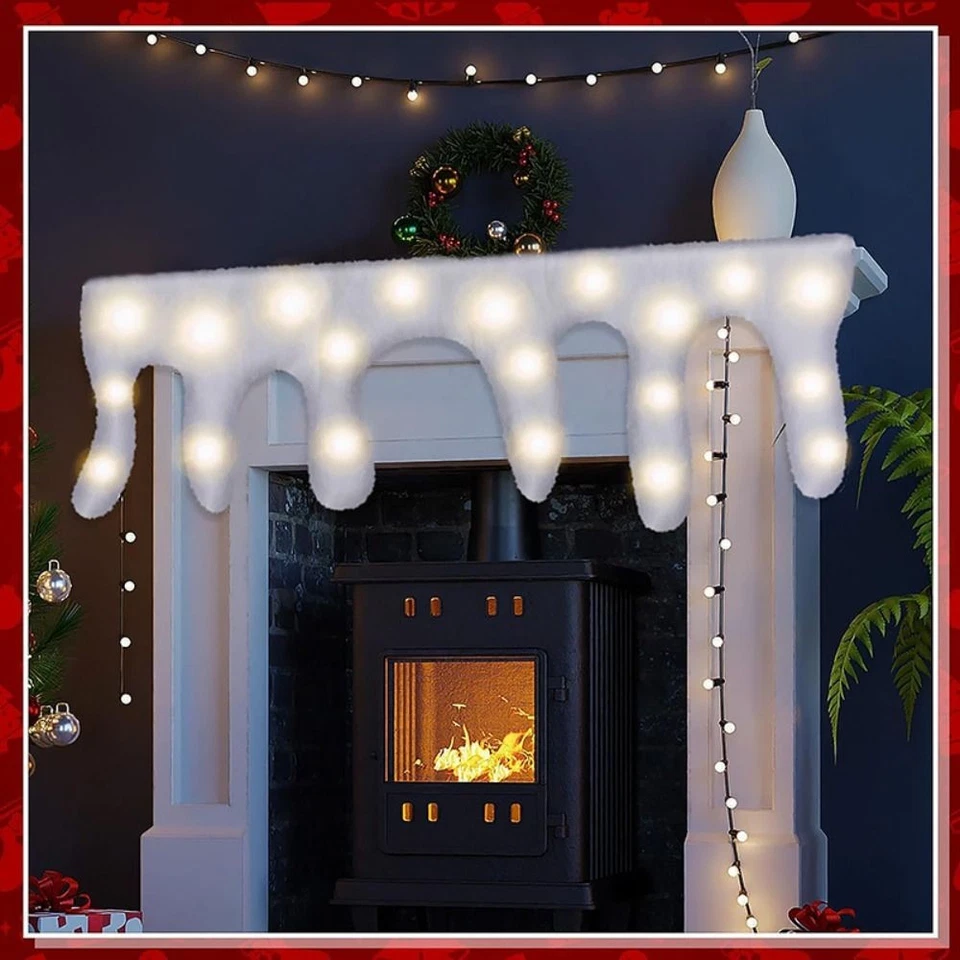 Warm White LED Fake Icicle Snow Blanket Fluffy Faux Snow Sheet - Image 4 of 4