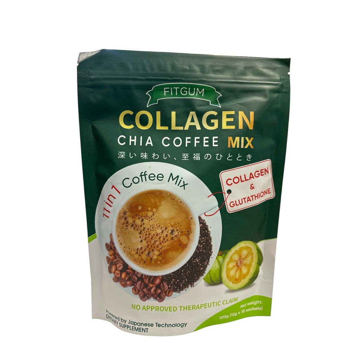 3 PACKS FITGUM Collagen Chia Coffee - 11 in 1 Shape Coffee Mix-New