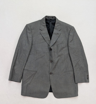Pierre Cardin Men's Blazer Jacket Sport Coat Size 44R Gray Plaid Woven 100% Wool