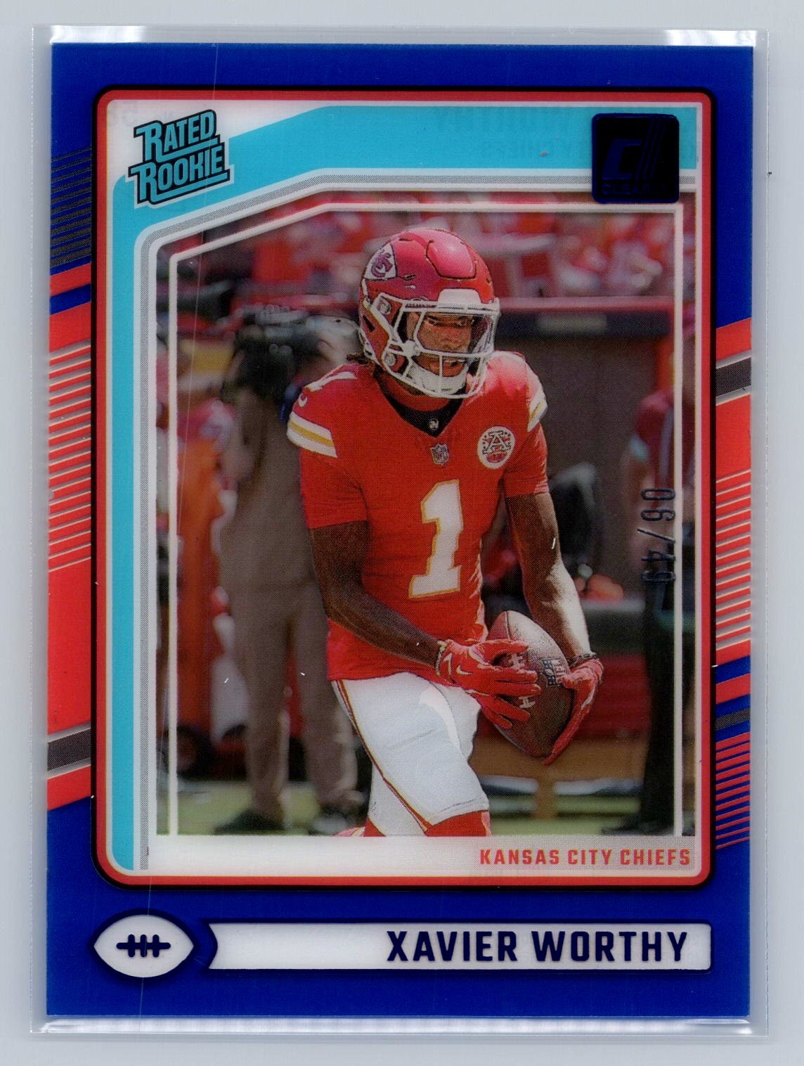 2024 Clearly Donruss Xavier Worthy Blue #06/49 Rookie #58