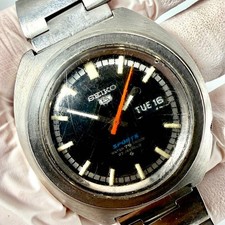 Seiko 5 Sports 6106-8510 Day Date Automatic Silver Men's Watch Working