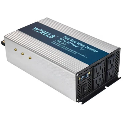 WZRELB 2000W Pure Sine Wave Inverter 24V to 120V Power Car Home Solar Truck Camp Motor