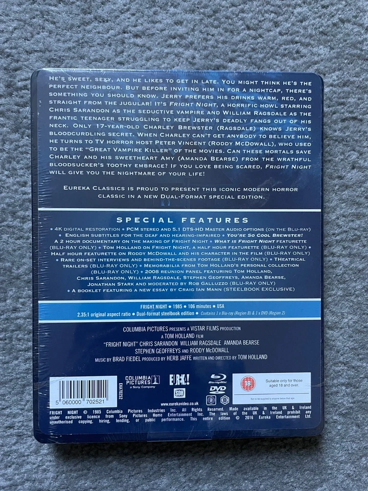 FRIGHT NIGHT 1985 Blu-Ray DVD Steelbook Booklet Eureka 80s HORROR OOP RARE NEW - Image 2 of 2