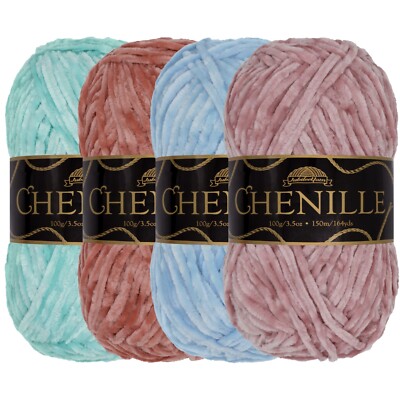 JubileeYarn Chenille Yarn - 100g/Skein Worsted Polyester Skeins
