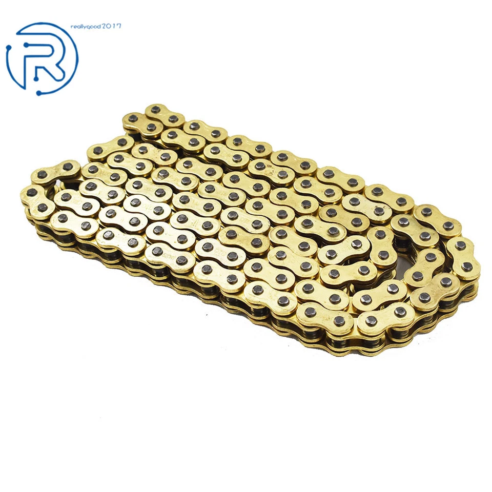 Cadena de transmisión color dorado 520 x114 ATV moto 520 paso 114 eslabones con junta tórica Foto 3 de 4
