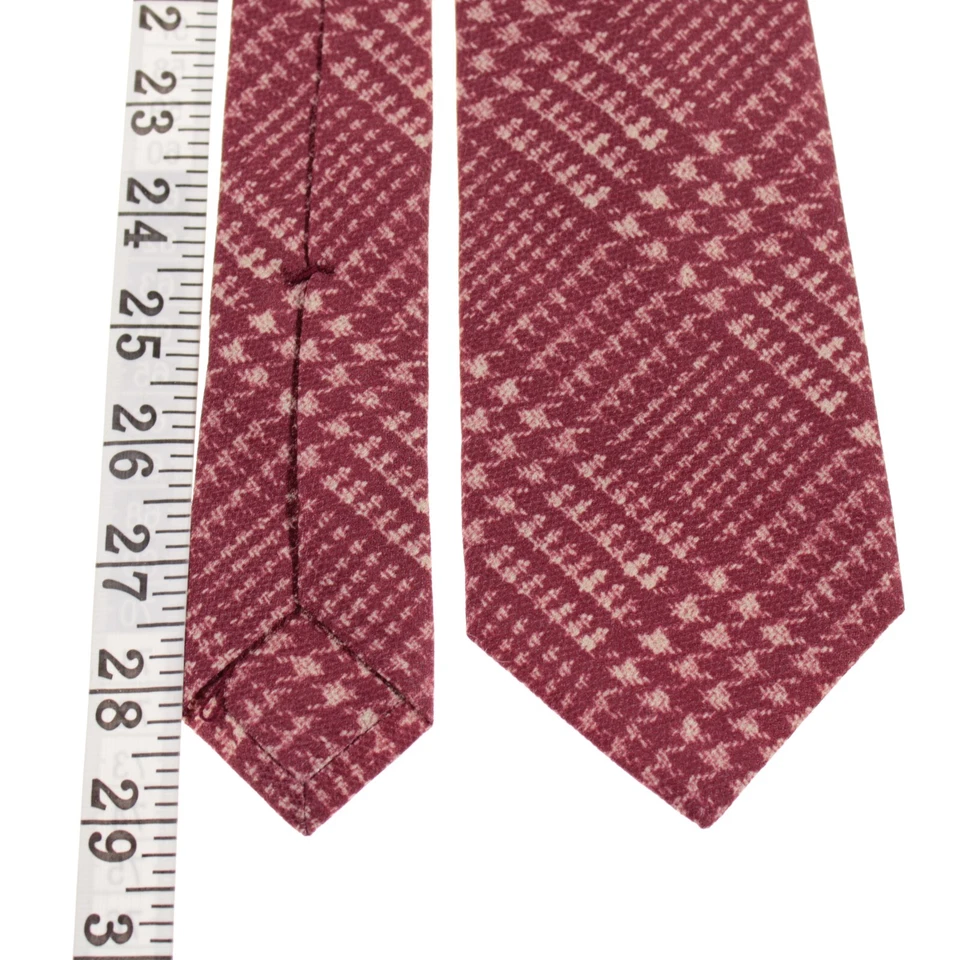 Corbata Kiton nueva sin etiquetas 100 % seda a cuadros borgoña/beige claro hecha en Italia Foto 4 de 4
