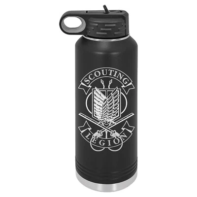 POLAR CAMEL Attack on Titan AOT 40 oz stainless insulated with straw laser engraved bottle